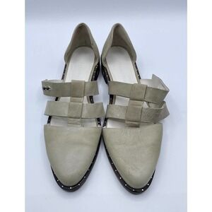 Freda Salvador T-strap Green Beige Leather D'orsay Mule 9.5